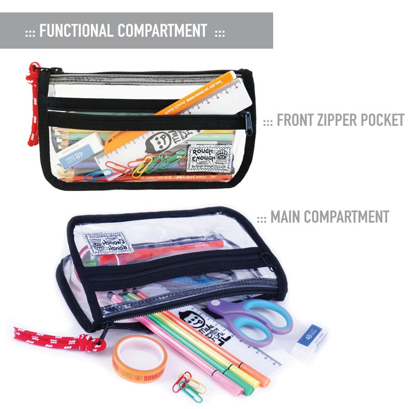 RE ROUGH ENOUGH Rough Enough Clear Pencil Pouch Case Bag for Girls Kids for School Stationary Art Supplies - Image 4